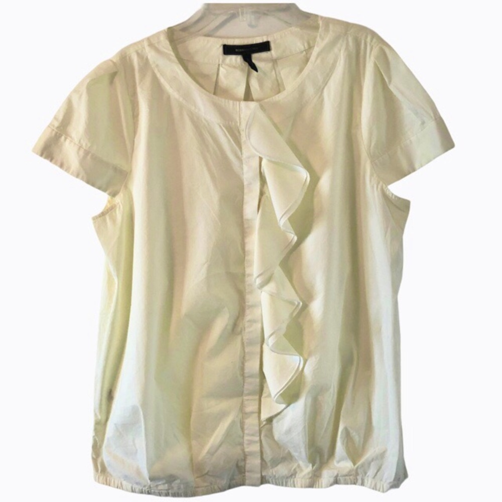 BCBGMaxAzria Cream Color RuffleTop Covered Buttons